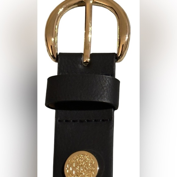 A Vince Camuto black belt with gold Buckle and emblem, size M. - Picture 6 of 13